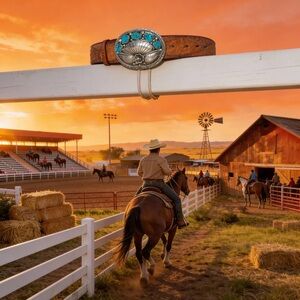 Navajo SW Sterling Silver Turquoise Vintage Buckle Nocona Ostrich Belt D CHATTER
